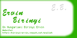 ervin birinyi business card